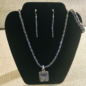 Sterling Silver & Lapis handmade 3 PIECE SET!